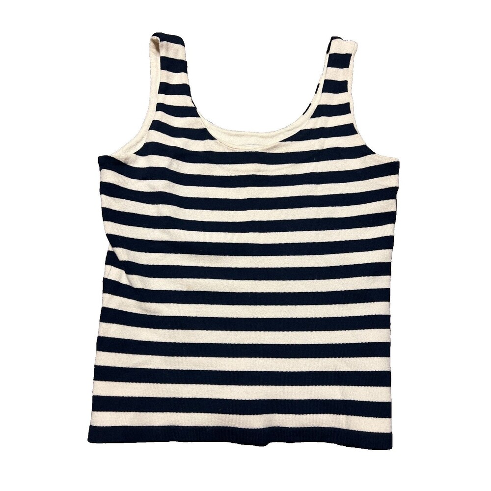 St. John By Marie Gray Womens Black Sleeveless Striped Knit Tank Top Size Medium